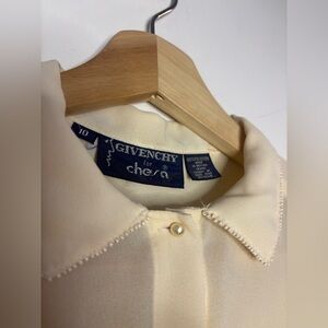 Vintage Givenchy Ivory Blouse with Pearl Accents